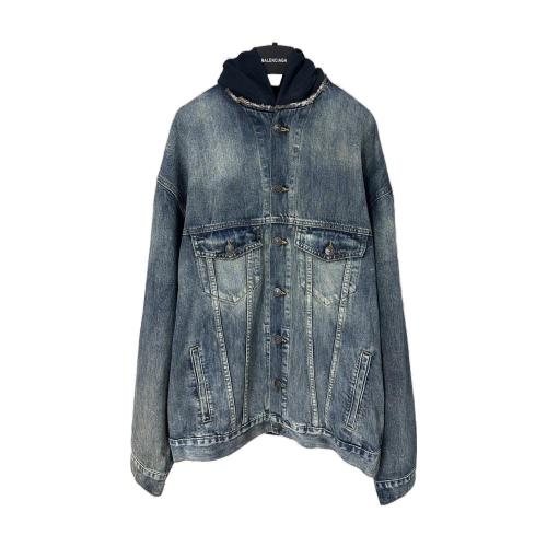 Balenciaga 24SS Paneled Hooded Denim Jacket 250820