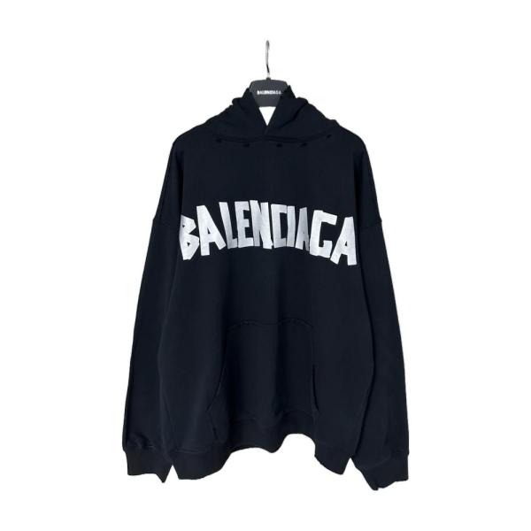 Balenciaga Silver Tape Detail Drop Shoulder Hoodie 250820