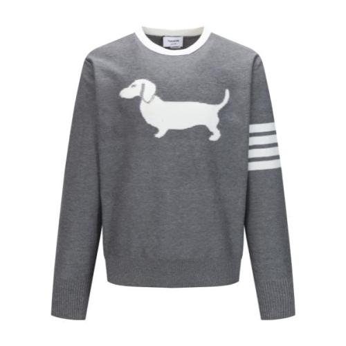 Thom Browne Animal Print Round Neck Pullover Sweater Gray 250827
