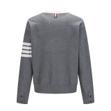 Thom Browne Animal Print Round Neck Pullover Sweater Gray 250827