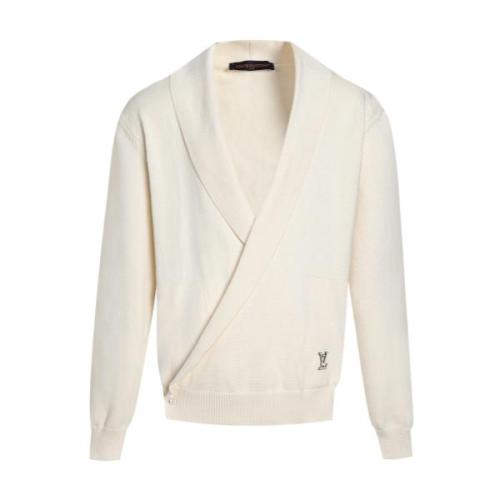 Louis Vuitton Hand-Embroidered Logo Wool Cardigan Sweater 250827
