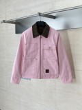 Louis Vuitton 25FW New Khaki Coat with Pink Collar Jacket 250903