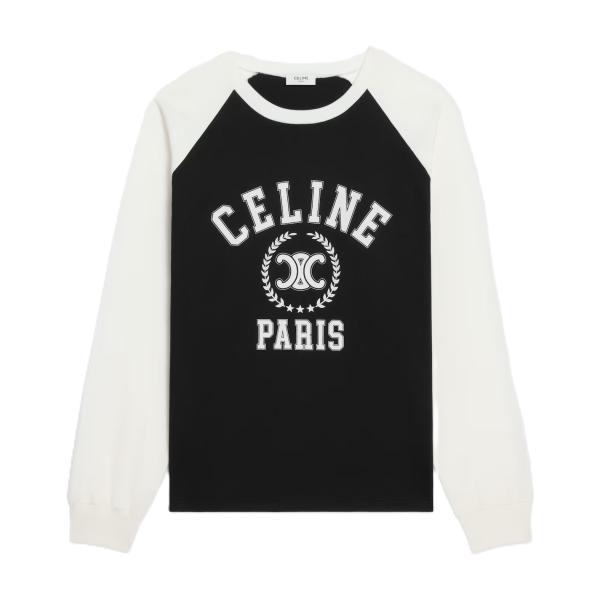 Celine 25FW New Wheat Triomphe Flocked Raglan Long-Sleeve T-Shirt 250903