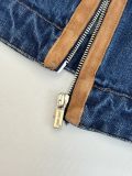 Miu Miu 24SS Washed Denim and Leather Zip Jacket 250903