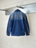 Miu Miu 24SS Washed Denim and Leather Zip Jacket 250903