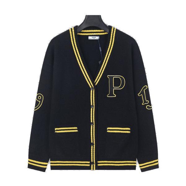 Prada Collegiate Style Cardigan with Appliqué Patches Sweater 250903