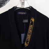 Louis Vuitton Gold Thread Embroidered Knit Cardigan Sweater 250909