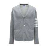 Thom Browne Back Jacquard 4-Bar Stripe V-Neck Knit Cardigan Sweater 250909