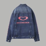 Balenciaga Qixi Festival Limited Edition Pink Heart Oversized Denim Jacket 2509017