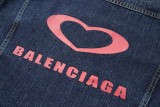 Balenciaga Qixi Festival Limited Edition Pink Heart Oversized Denim Jacket 2509017