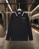 Hermes Color-Block Pocket Long-Sleeve Knit Polo Shirt 2509023