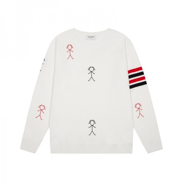 Thom Browne Classic Flame Jacquard Color-Block 4-Bar Stripe Wool Sweater 2509023