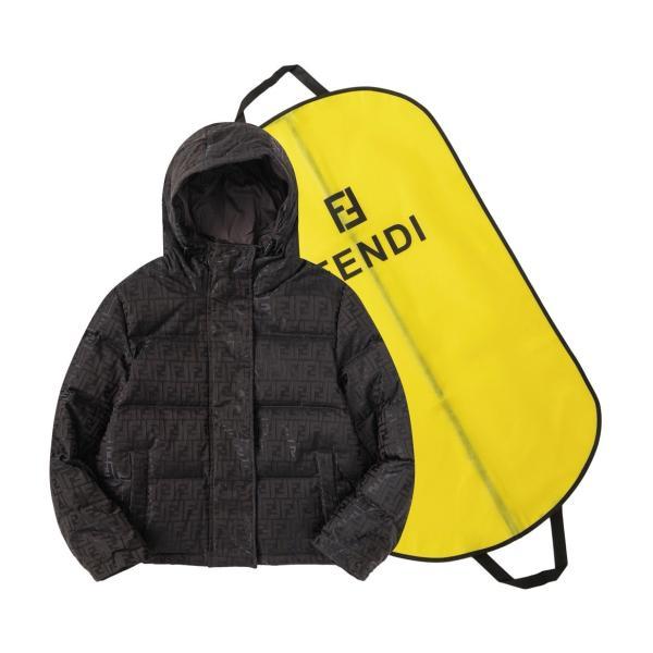 Fendi All-Over Tonal FF Jacquard Hooded Down Jacket with Logo Tape 2509023