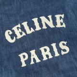 Celine Washed Denim Panel Varsity Jacket 251015