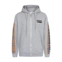 Burberry Check Panel Leather Logo Patch Hooded Sweatshirt 251015