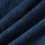 Celine Washed Denim Panel Varsity Jacket 251015