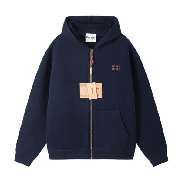 Miu Miu 24FW Small Embroidered Logo Air Cotton Zip Jacket 251015