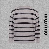 Miu Miu Small Embroidered Logo Striped Knit Jacket 251015