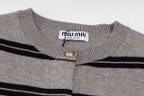 Miu Miu Small Embroidered Logo Striped Knit Jacket 251015