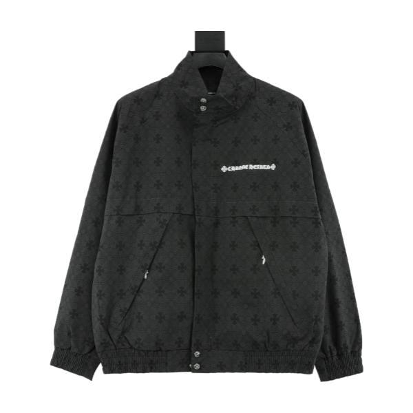 Chrome Hearts Tonal All-Over Print Windbreaker Black Jacket 251015