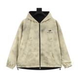 Balenciaga Patchwork Embroidery Washed Reversible Leather Jacket 251015