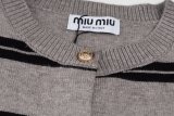 Miu Miu Small Embroidered Logo Striped Knit Jacket 251015