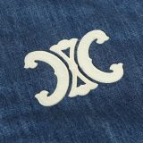 Celine Washed Denim Panel Varsity Jacket 251015