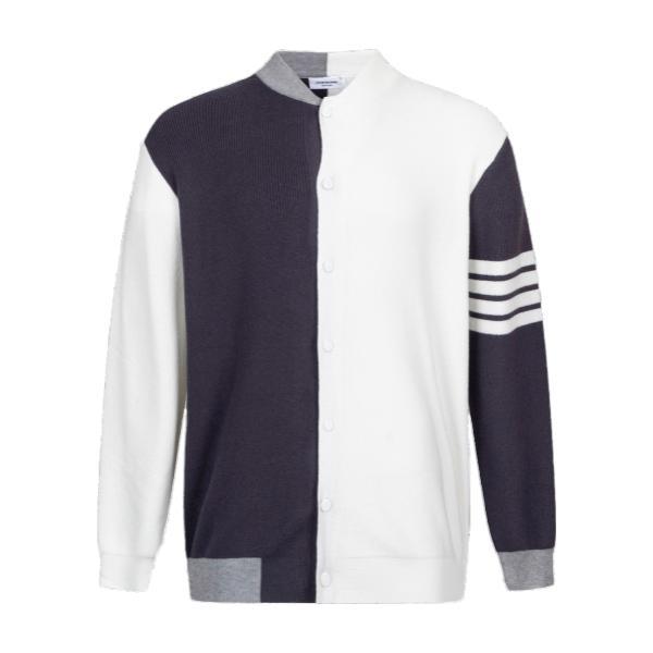 Thom Browne Split 4-Bar Stripe Knit Cardigan Coat 251023