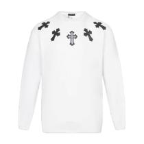 Chrome Hearts Leather Patch Cross Embroidery Crewneck Sweatshirt 251023 Chrome Hearts Leather Patch Cross Embroidery Crewneck Sweatshirt 251023