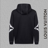 Louis Vuitton Monogram Flower Big Logo Hooded Knit Drawstring Zip Jacket 251029