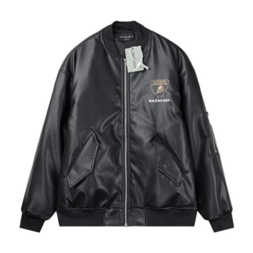 Balenciaga BLCG 25FW Lamborghini Co-branded Embroidery Varsity Leather Jacket 251106