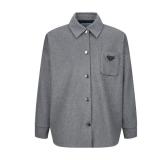 Prada 22FW Cashmere Triangle Logo Shirt Jacket (Gray) 251106