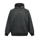 Balenciaga Embroidered Front and Back Logo Hooded Sweatshirt