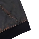 Prada 25 Spring/Summer Distressed Hooded Raglan Leather Jacket
