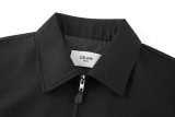 Celine Triomphe Embroidered Zip-Up Jacket (Black)