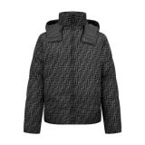 Fendi All-Over FF Print Reversible Down Jacket (Gray) 251119