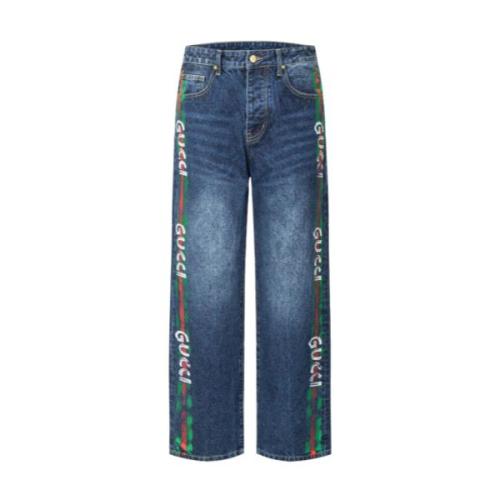 Gucci Exclusive Custom Graffiti Hand-Painted Heavy Washed Jeans 251119
