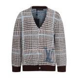 Louis Vuitton 26SS Houndstooth Letter Intarsia V-Neck Knit Cardigan 251204