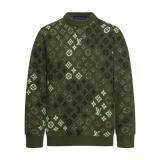 Louis Vuitton 26SS All-Over Green Camouflage Jacquard Round Neck Sweater 251204