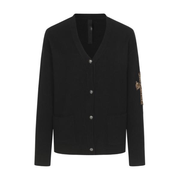 Chanel Appliqué Leopard Print Label Knit Cardigan Sweater