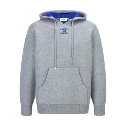 Celine Triomphe Jacquard Hooded Sweater (Gray)