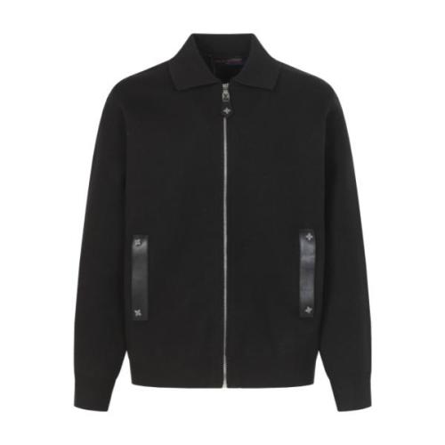 Louis Vuitton Leather-Trimmed Wool Zip Jacket