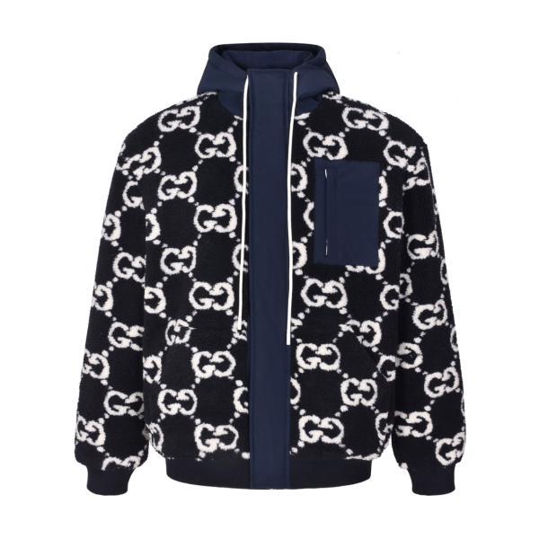 Gucci 23FW GG Print Hooded Shearling Jacket
