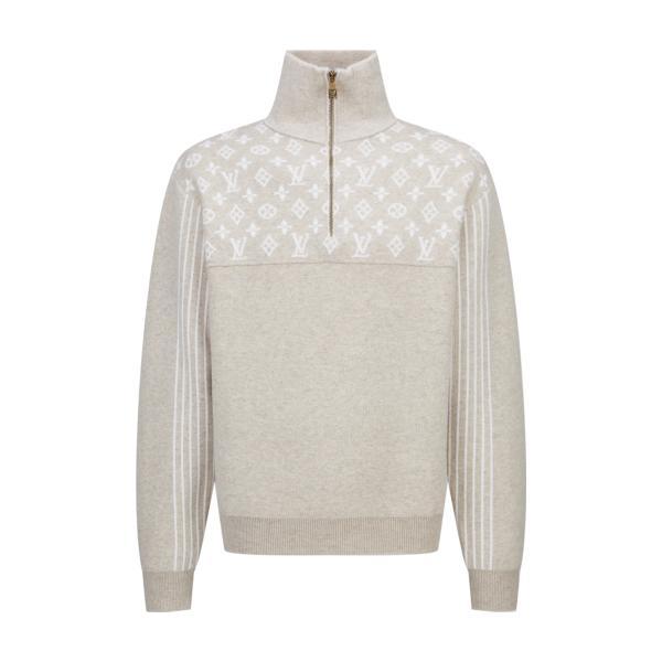 Louis Vuitton Jacquard Logo Half-Zip Knit Sweater 251217