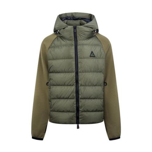 Moncler Logo Woven Panel Puffer Jacket (Green) 251217