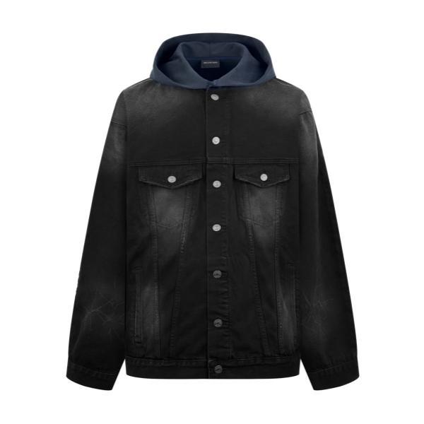 Balenciaga 25FW Letter Embroidery Denim Hooded Jacket 251224