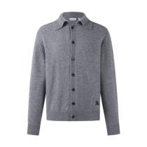 Burberry Warhorse Notched Collar Cashmere Cardigan (Grey) 251224