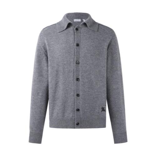 Burberry Warhorse Notched Collar Cashmere Cardigan (Grey) 251224