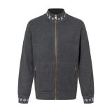 Louis Vuitton 25SS Jacquard Rib Stand Collar Knit Jacket (Gray) 260107