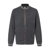 Louis Vuitton 25SS Jacquard Rib Stand Collar Knit Jacket (Gray) 260107